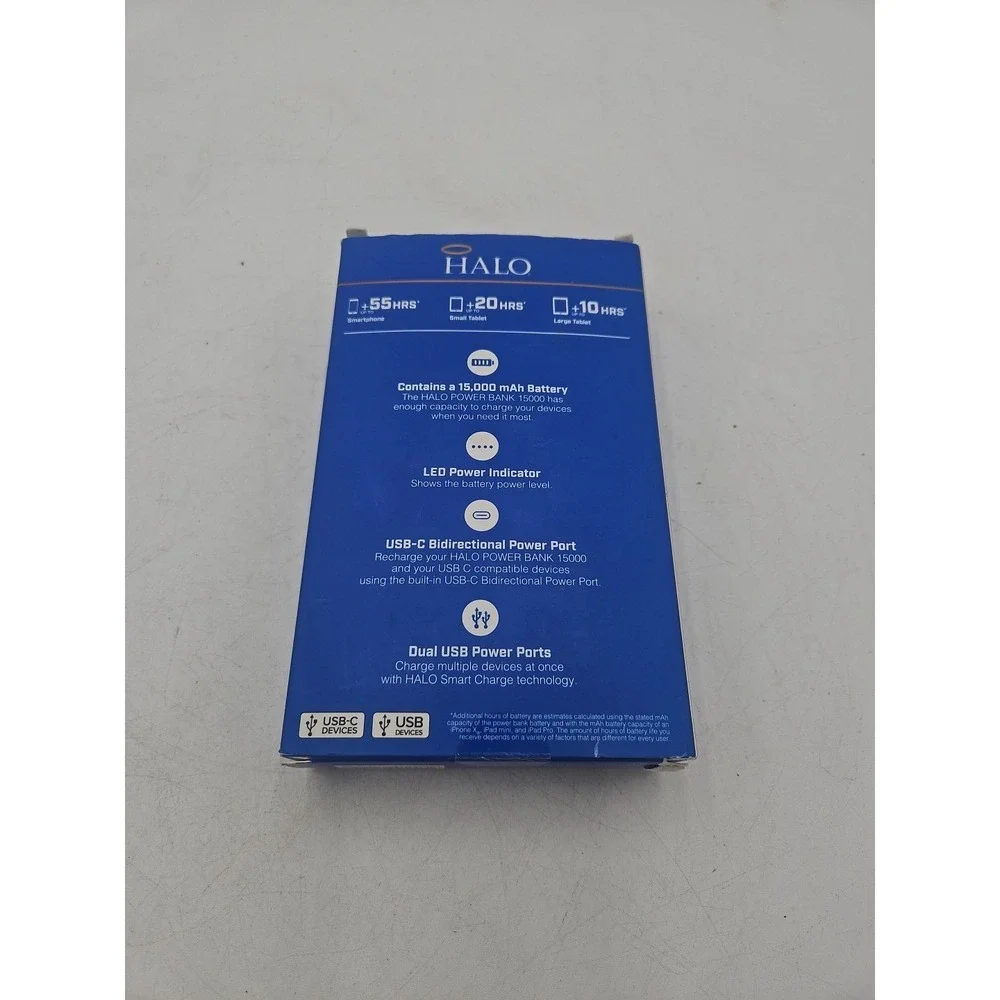 HALO Power Bank 15000 mAh Batterie ALL UBS Phones Gaming Cameras Devices